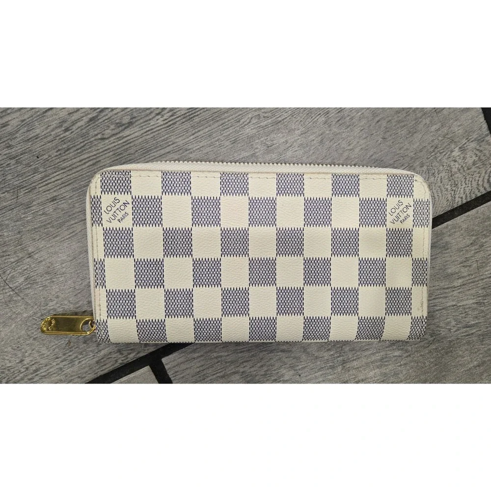Louis Vuitton Damier Azur Zippy Wallet White Blue Check N60017